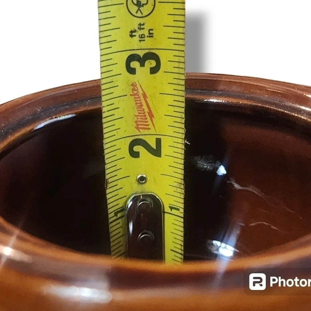 Vintage Brown Drip Stoneware Mini Crock W/ Lid & Handle Set of Two Soup